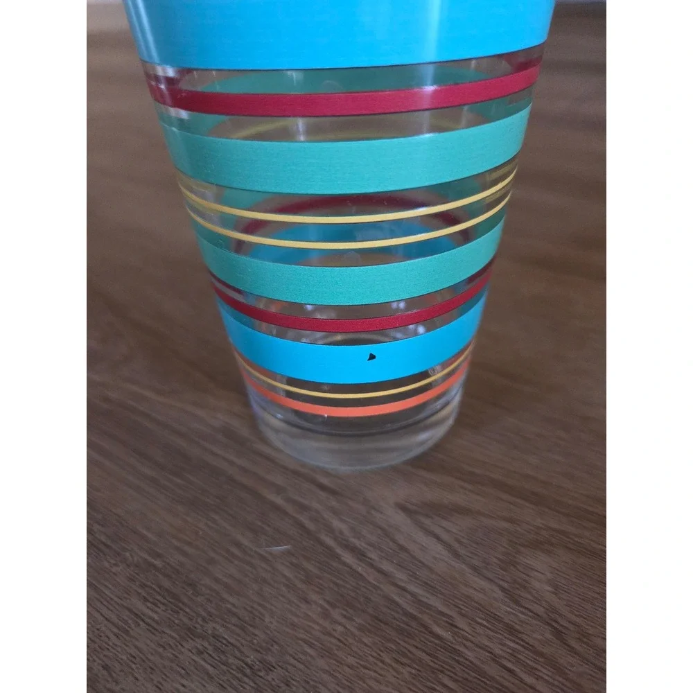Fiesta Multi Color Striped Glass Tumblers‎ Set of 6 Water Glasses Retro MCM